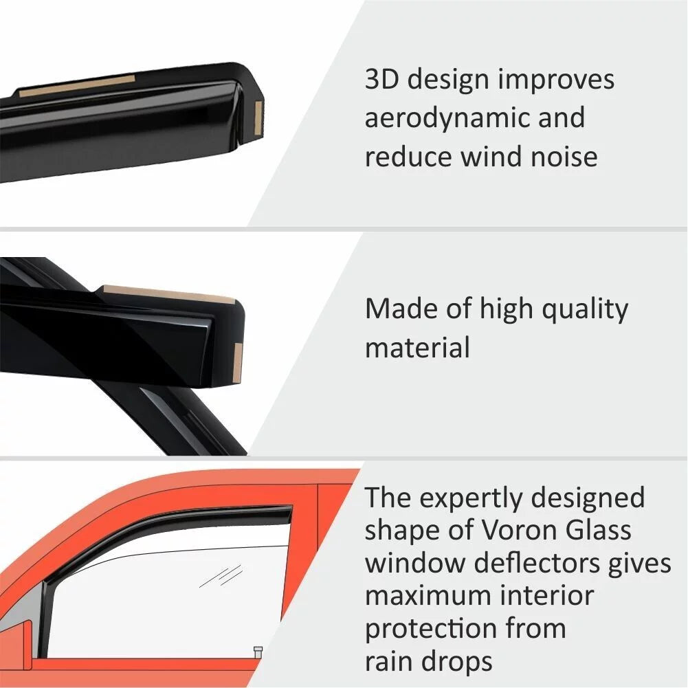 Voron Glass in-Channel Extra Durable Rain Guards for Honda Civic 2016-2021 Sizeedan, Window Deflectors, Vent Window Visors, 4 Pieces - 200508