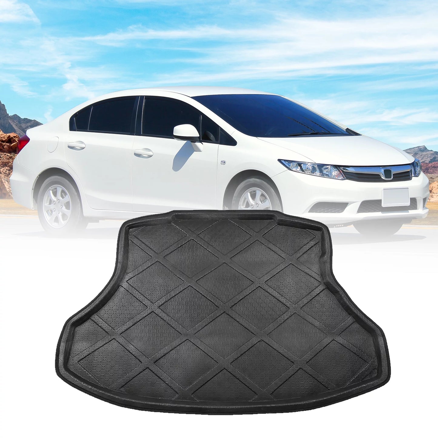 Unique Bargains Cargo Floor Mat All Weather Trunk Black for Honda Civic Sizeedan 2014-2016