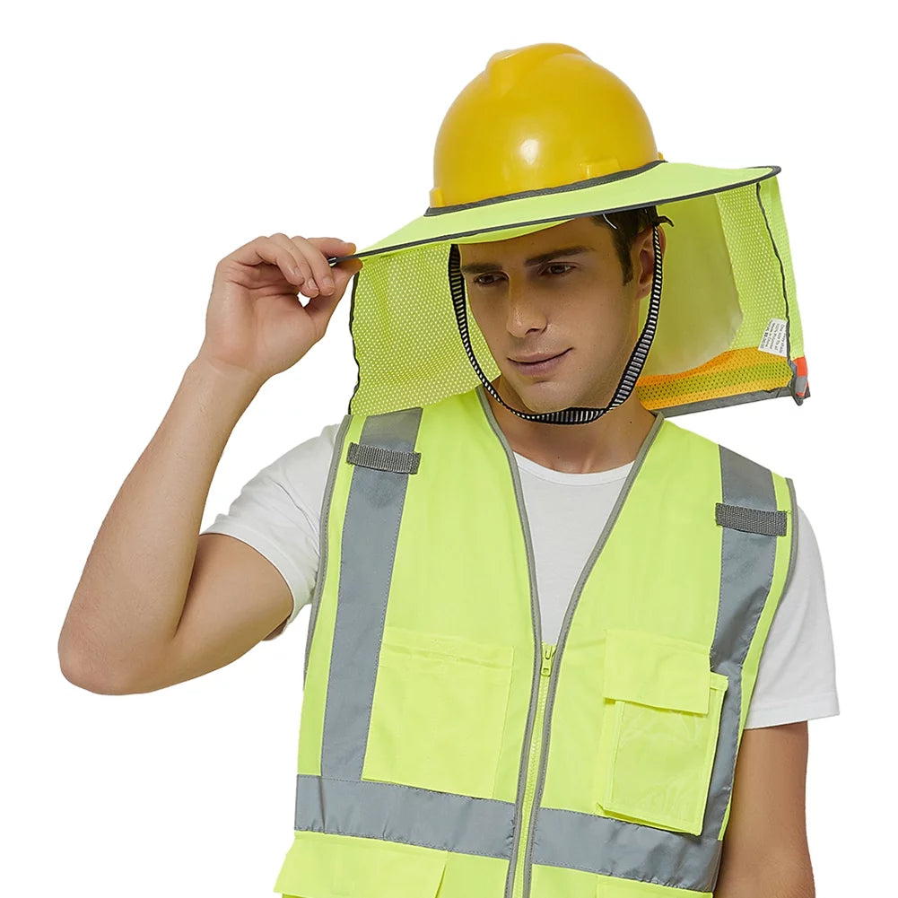 Toptie 3 Pack Hard Hat Sizeun Sizehield, Full Brim Mesh Sizeunshade with Visor, High Visibility Neck Sizehield