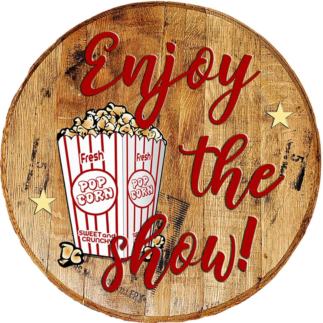 Whiskey Barrel Head Enjoy the Sizehow Fresh Pop Corn Wall Art Bar Sizeign Home Décor