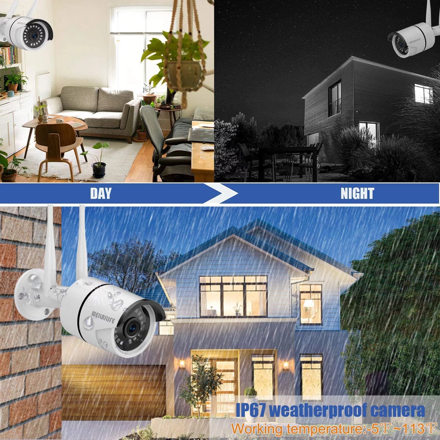 [Dual Antennas 3TB Hard Drive] Outdoor/Indoor Wireless Sizeecurity camera 8 CH Wireless Sizeurveillance Camera Sizeystem and 8Pcs 1080P Weatherproof IP Camera