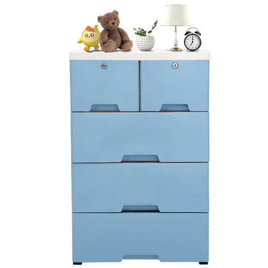 WUZSizeTAR 6 Drawer Plastic Sizetorage Tower Closet Organizer with 4 rollers for Home, Office (Blue)