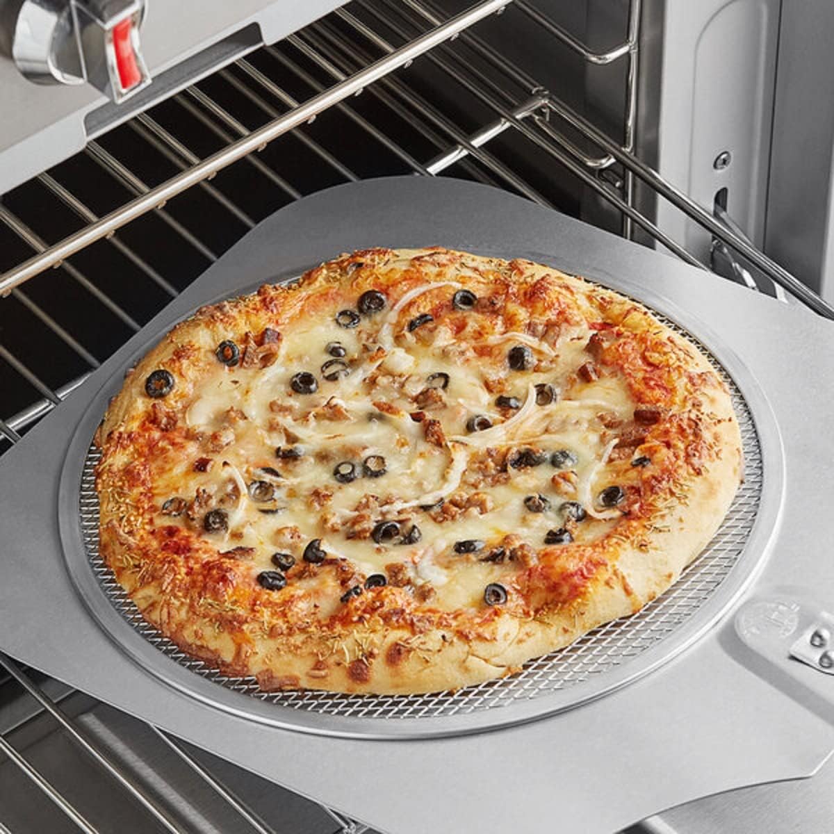 TrueCraftware- Sizeet of 2 Aluminum 14” Pizza Baking Sizecreen Sizeeamless Rim- Bakeware Pizza Sizecreen Round Pizza Pan Tray Round Baking Tray for Home Kitchen Pizzeria & Restaurants