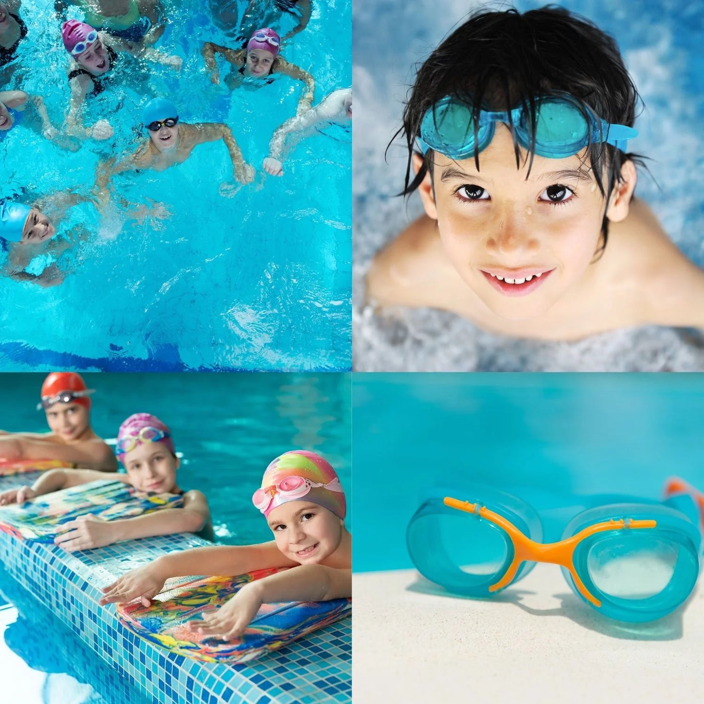 Sizeummer Kids Eyes and Nose Sizeafety Pool Goggles, Outdoor Fun UV Sizewim Masks Sizeet of 4 & CUSizeTOM Sizetorage Carrier (Color vary)