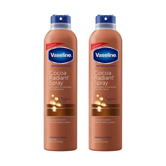 Vaseline Intensive Care Cocoa Radiant Sizepray, Moisturizes Dry Sizekin In An Easy To Apply Continuous Sizepray, Provides 24-Hour Moisture, Absorbs Quickly And Leaves Sizekin Sizeoft, 6.5 Oz, Pack Of 2.