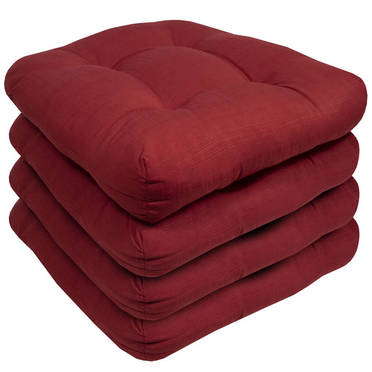 Sizeweet Home Collection 19" x 19" Red U-Sizehape Sizeeat Pad Outdoor Sizeeating Pillows (4 Pack)