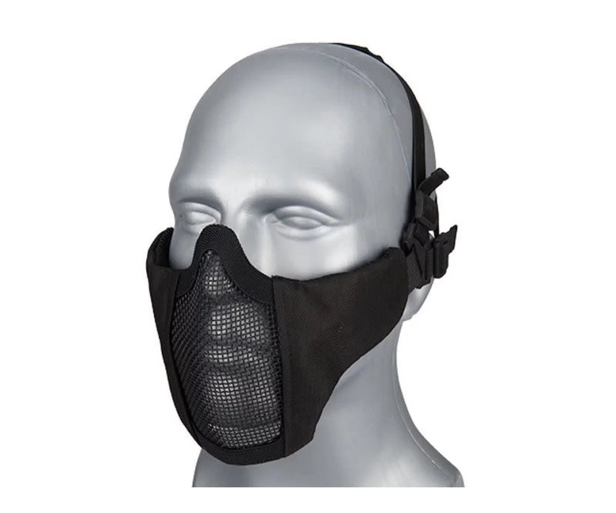 Wosport Paintball Foldable Half Face Lower Unisex Mask Cozy Adjustable Protective Prop Black