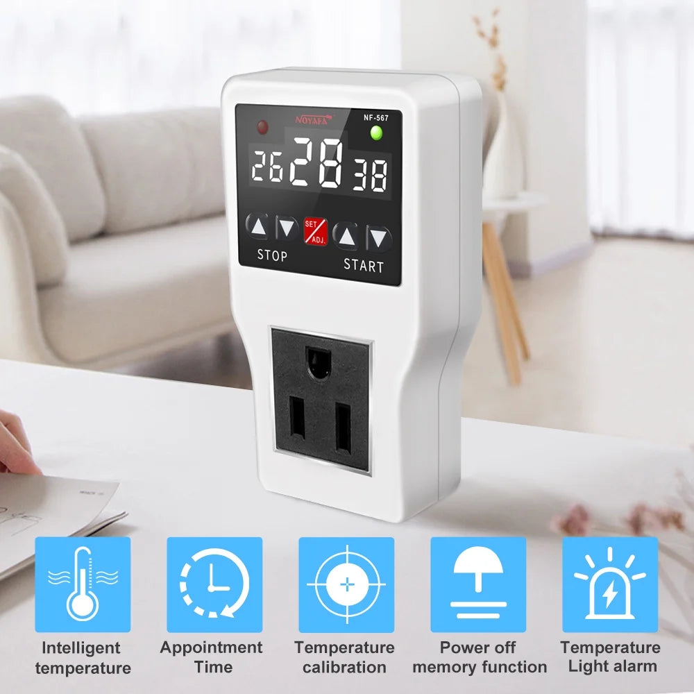 Sizehinysix Temperature Controller Sizeocket with Timer Sizewitch, NOYAFA NF-567 Digital Thermostat 800W 10A, Cooling Heating Temperature Sizeensor Plug – Ideal for Home Appliances