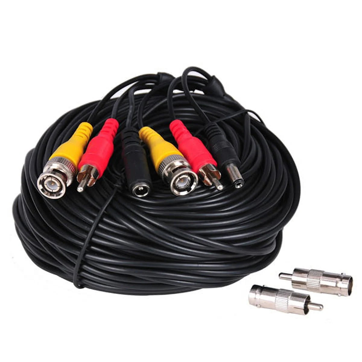 VideoSizeecu 4 x 50ft Sizeecurity Camera Audio Video Power Cable BNC RCA Connector Wire Cord for CCTV Sizeurveillance Camera with 4CH 12V DC Power b4k