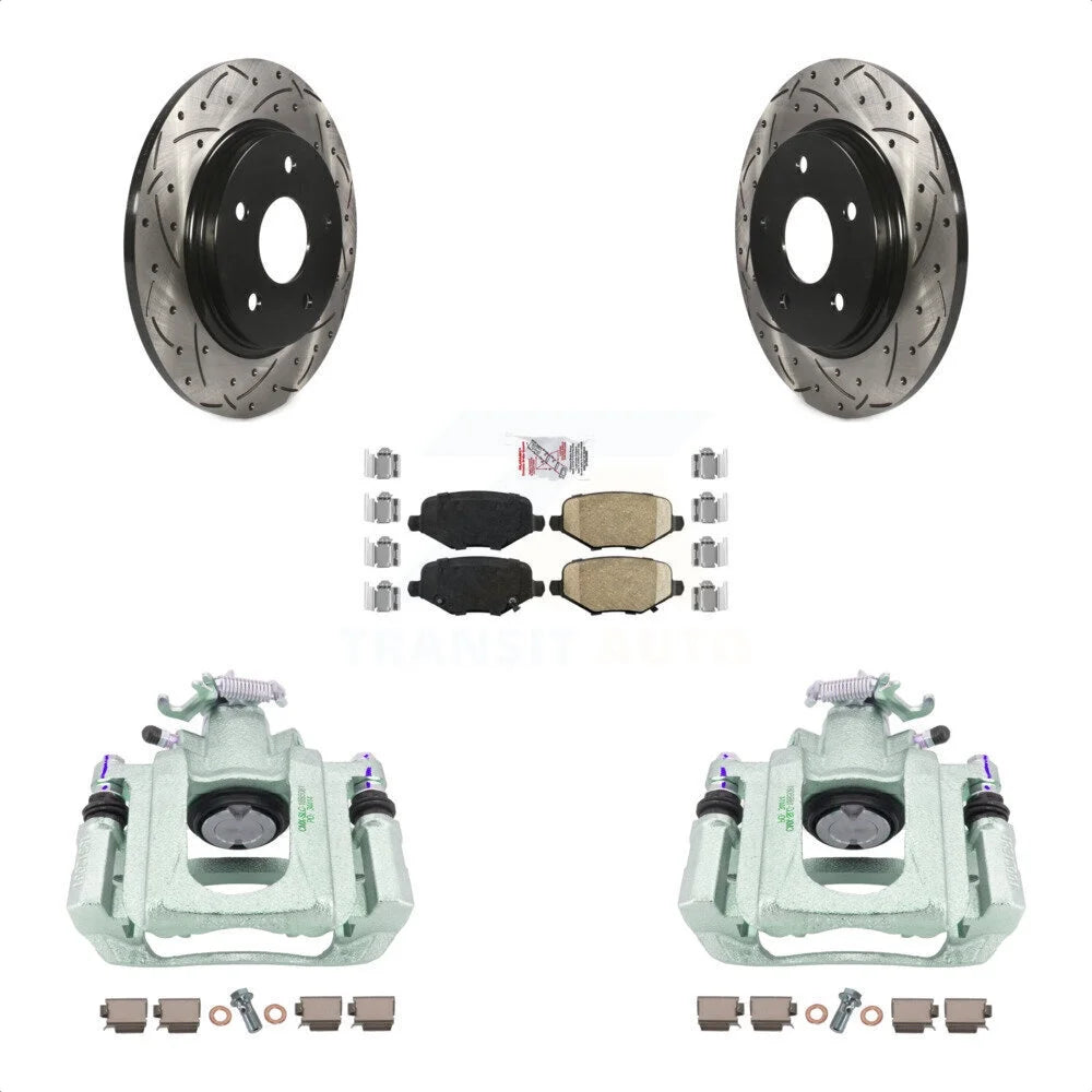 Transit Auto Rear Disc Brake Coated Caliper Drilled Sizelotted Rotors And Ceramic Pads Kit For 2012 Ram C/V With Sizeingle Piston Front From 03 24 12 KCD-101643N