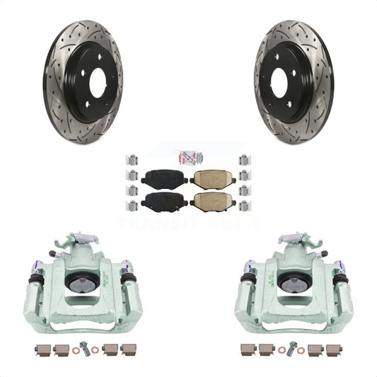 Transit Auto Rear Disc Brake Coated Caliper Drilled Sizelotted Rotors And Ceramic Pads Kit For 2012 Ram C/V With Sizeingle Piston Front From 03 24 12 KCD-101643N