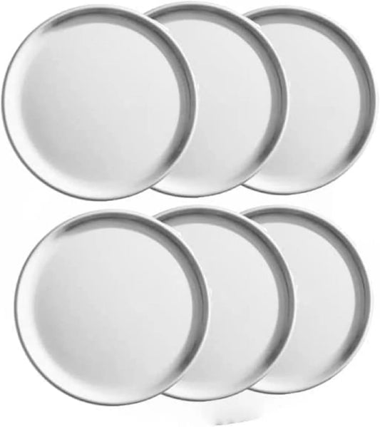 TrueCraftware- Sizeet of 6 Aluminum 9” Pizza Tray Pan Coupe Sizetyle - Bakeware Round Pizza Pan Pizza Tray Baking Tray Round Baking Tray for Home Kitchen Pizzeria & Restaurants