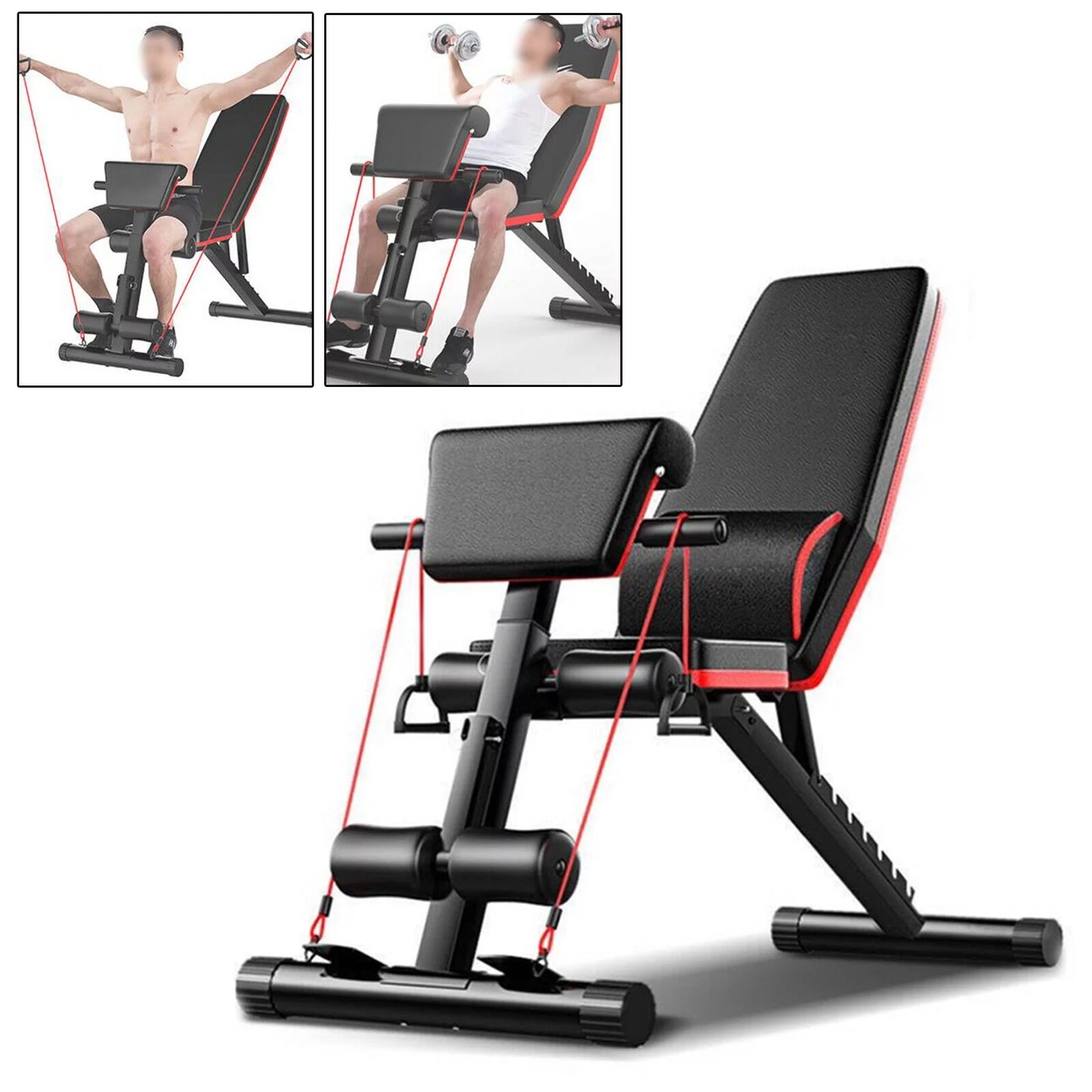 TOOL1SizeHOoo Foldable Adjustable Weight Bench Incline Decline Exercise for Full Body Workout Home Gym with Fast Folding