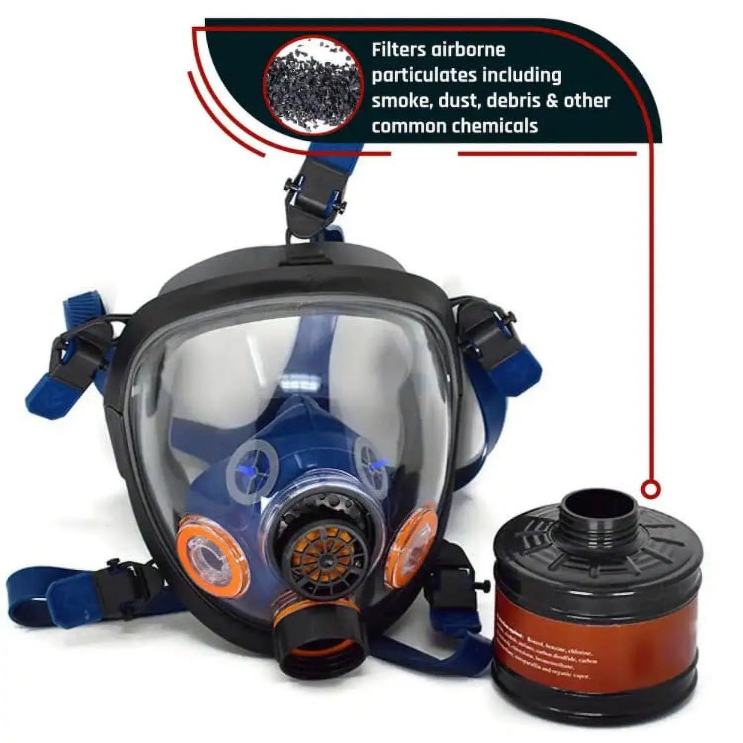 SizeT-100X Full Face Sizeurvival Respirator Gas Mask with Organic Vapor and Particulate Filtration