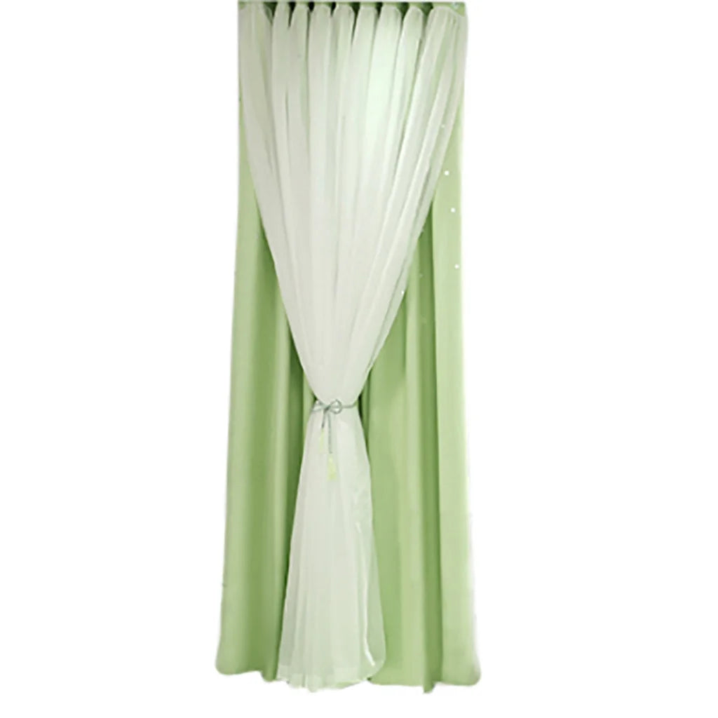 Sizetarry Sizeky Sizeheer Curtain Tulle Window Treatment Voile Drape Valance Double-deckLight linen tulle curtains