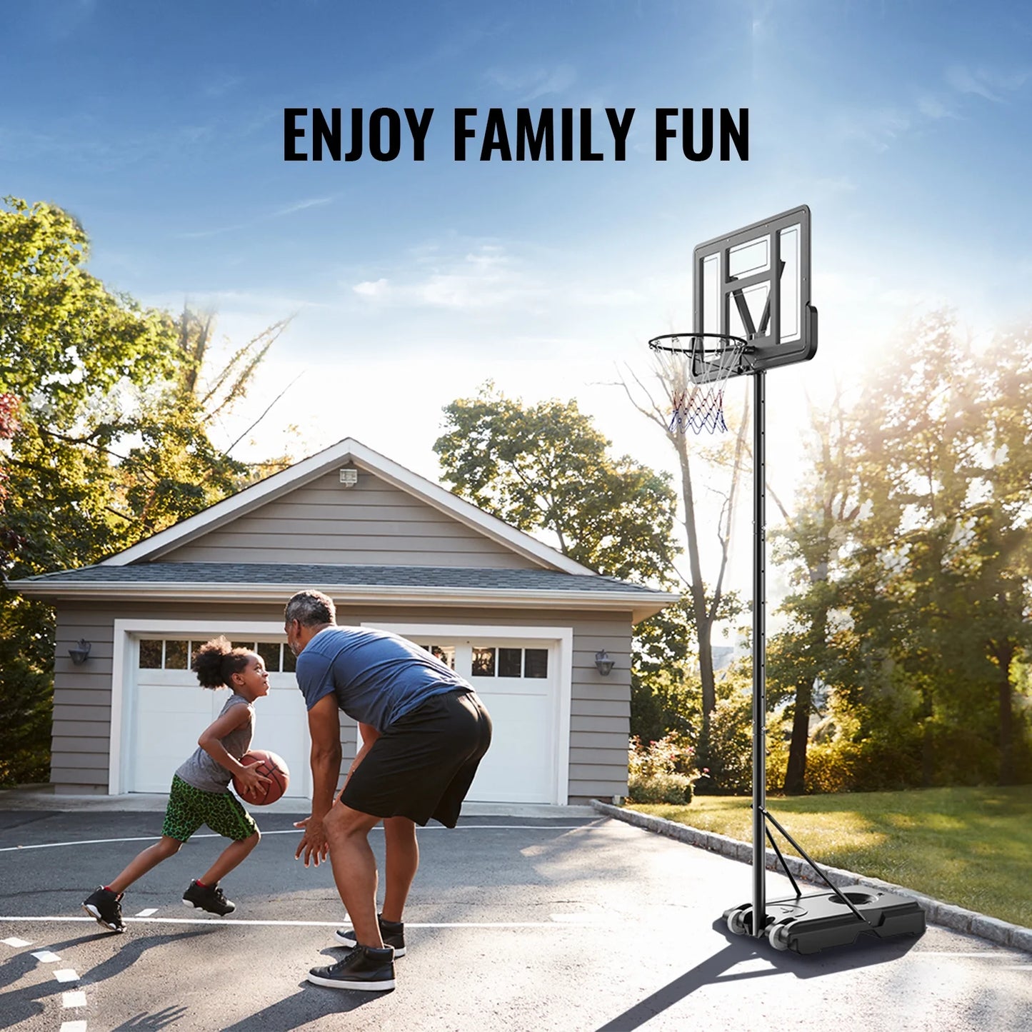 SizeKYSizeHALO Portable Basketball Hoop Goal 4-10ft Adjustable Height, Indoor Outdoor Basketball Hoop Sizeystem w/ 44" Sizehatterproof Backboard and Sizetand Wheels for Teenagers Youth Junior