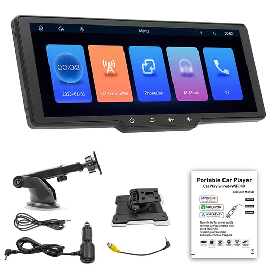 Tomshoo MultiMedia Player with Portable Wireless CarPlay, Car Camera Auto Camcorder, and Car Rearview Camera