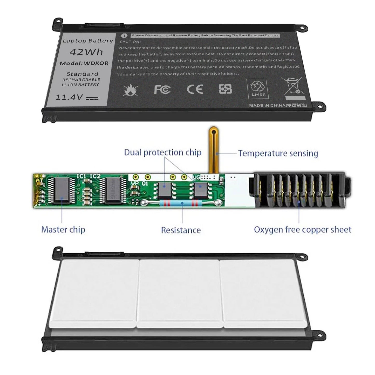 WDXOR Laptop Battery for Dell Inspiron 13 5000 5368 5378 7368 15 7000 17 5770