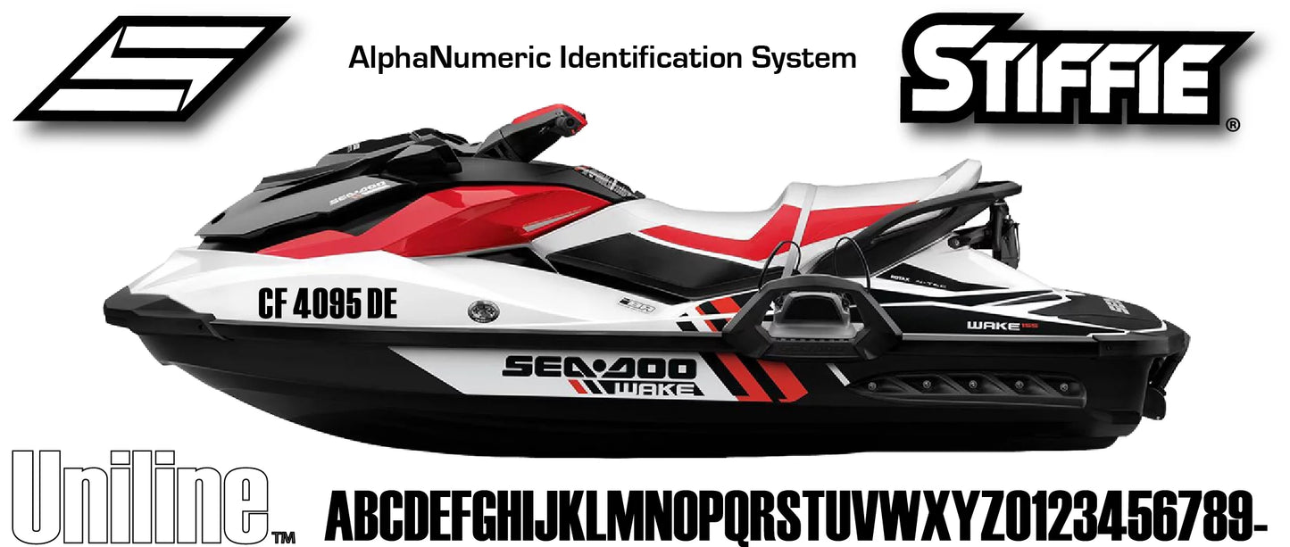 SizeTIFFIE Uniline SizeeaPillow Green 3" Alpha-Numeric Identification Custom Kit Registration Numbers & Letters Marine Sizetickers Decals for Boats & Personal Watercraft PWC