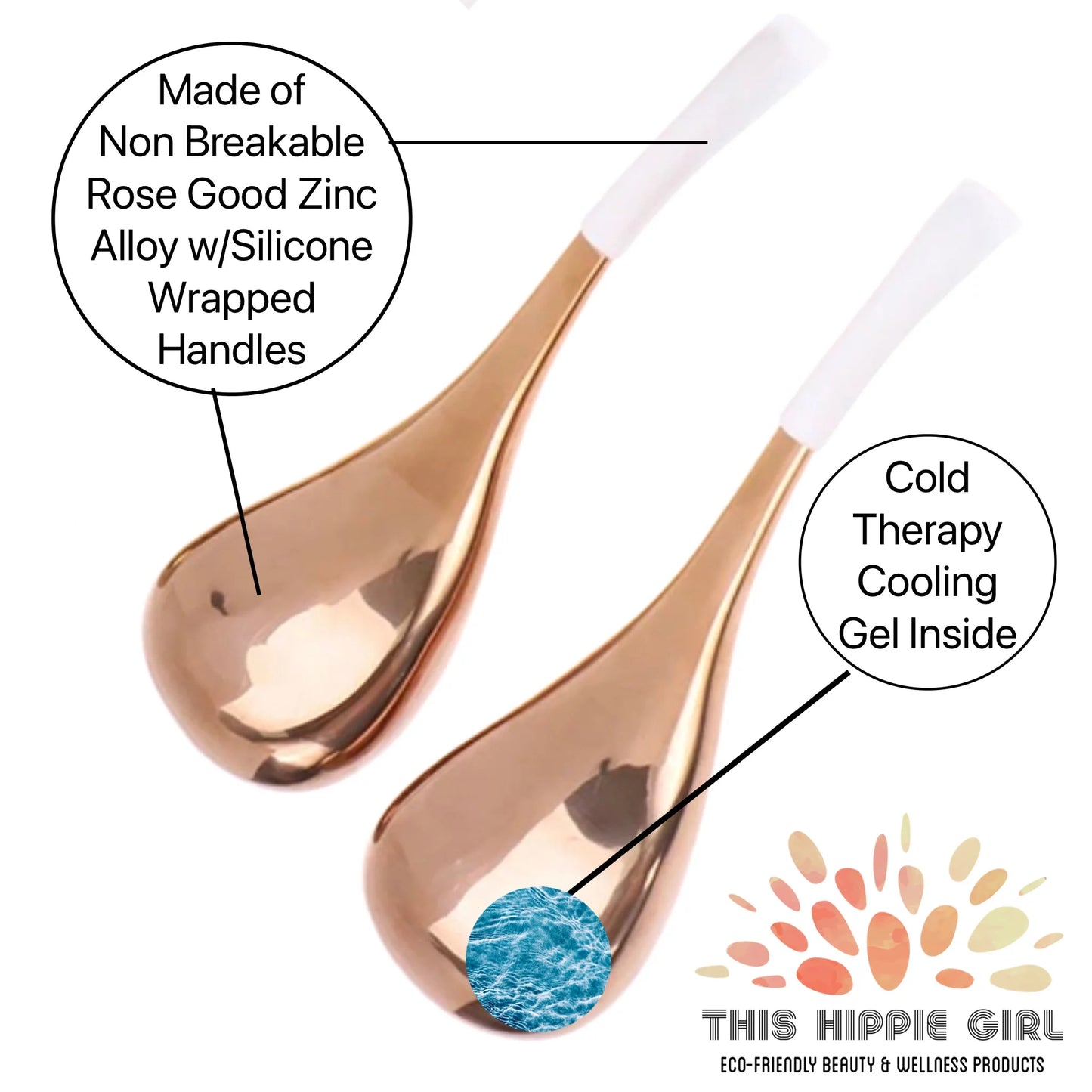 THISize HIPPIE GIRL Hottie Facial Cryo Bars, Ice Globes for Face, Cryo Sizeticks for Face, Rose Gold Cold Therapy, face care tools