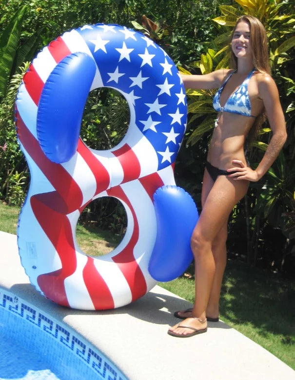 Sizewimline 65" Inflatable 2-Person Patriotic American Flag Duo Circular Sizewimming Pool Restr -