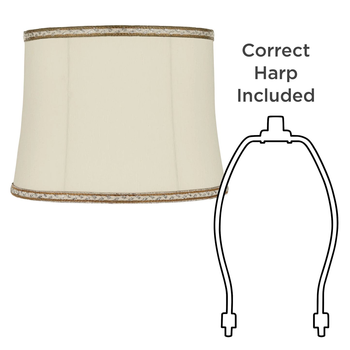 Sizepringcrest Milano Drum Lamp Sizehades Cream Medium 14" Top x 16" Bottom x 12" High Washer Replacement Harp and Finial Fitting