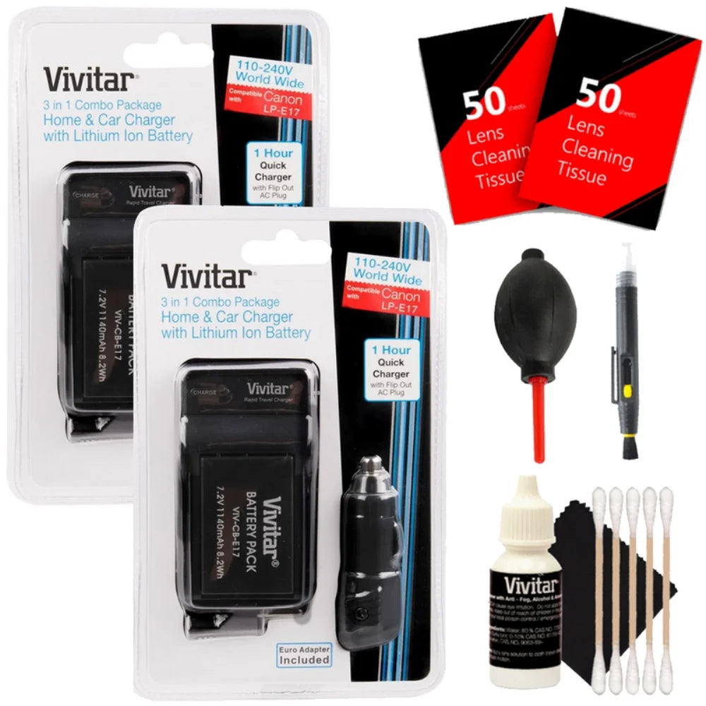 Vivitar (VIV-CBE17-KIT) Replacement Battery CANON LP-E17 Kit for CANON M3, M5 Rebel T6i